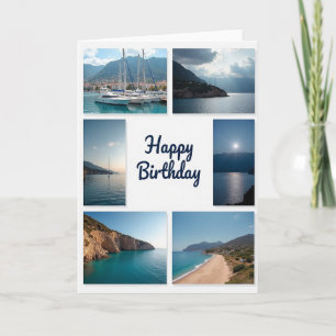 Tarjeta de cumpleaños con vista panorámica al océa
