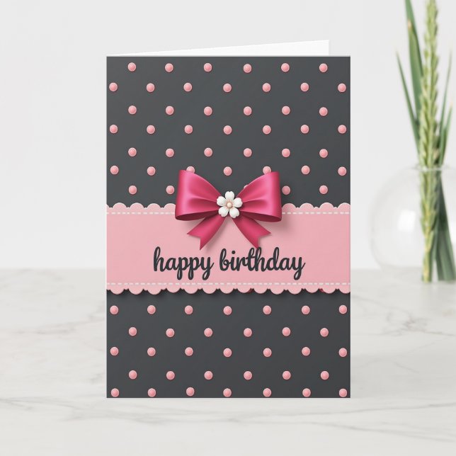 Tarjeta de cumpleaños con volantes rosados (Anverso)