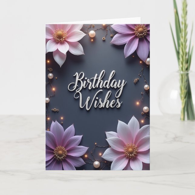 Tarjeta de cumpleaños con zarcillo dorado (Anverso)