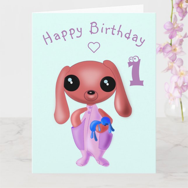Tarjeta de Cumpleaños Conejo Cutte con Juguete - P (Orquídea)
