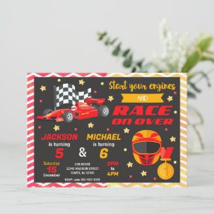 Tarjeta de Cumpleaños Conjunto Coche de Carreras R