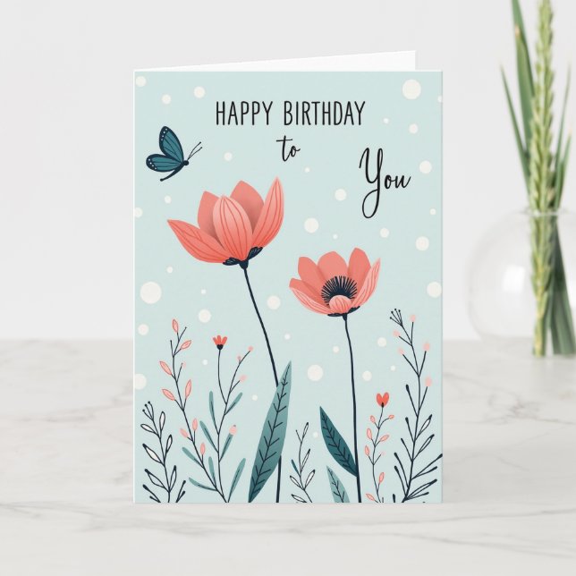 Tarjeta de Cumpleaños Coral Bloom (Anverso)
