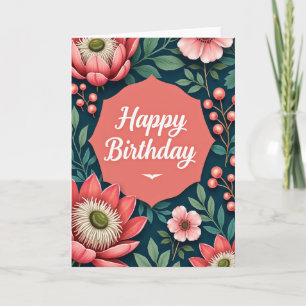 Tarjeta de cumpleaños Coral Happy Birthday Bloom