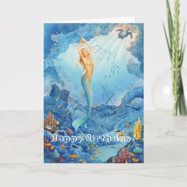 Tarjeta de cumpleaños 'Coral Mermaid' (Anverso)