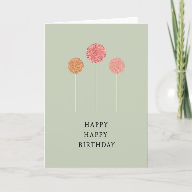 Tarjeta de cumpleaños Coral Pom (Anverso)