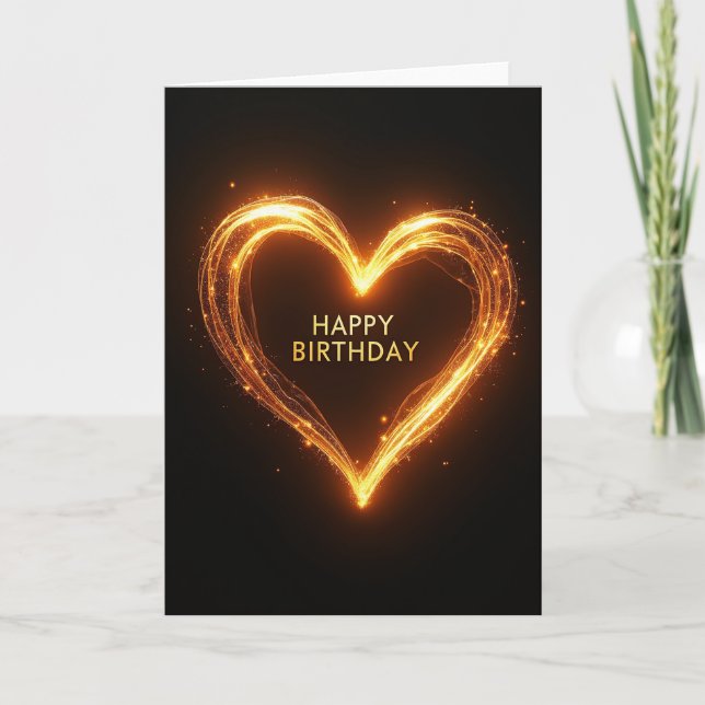 Tarjeta de cumpleaños Corazón Brillante (Anverso)