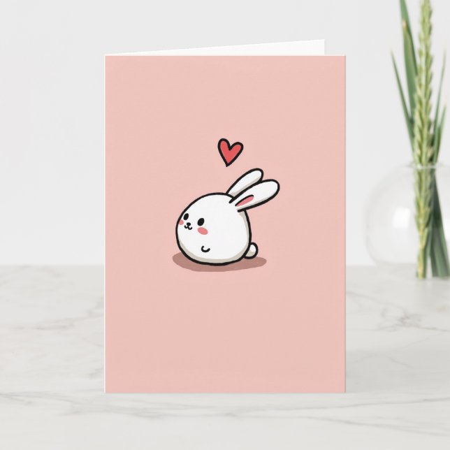 Tarjeta de cumpleaños Corazón de Conejito Dulce (Anverso)