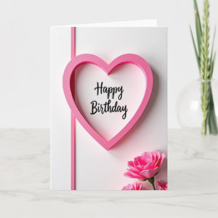 Tarjeta de cumpleaños Corazón Fucsia