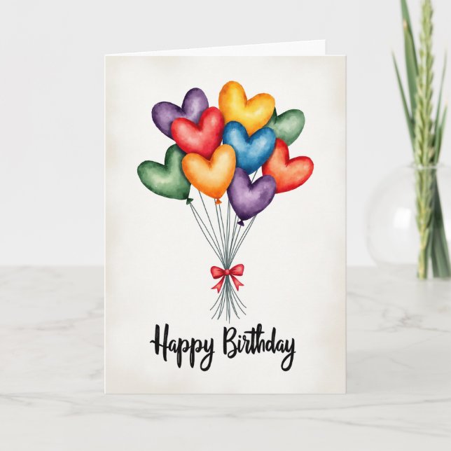 Tarjeta de cumpleaños Corazones Alegres (Anverso)