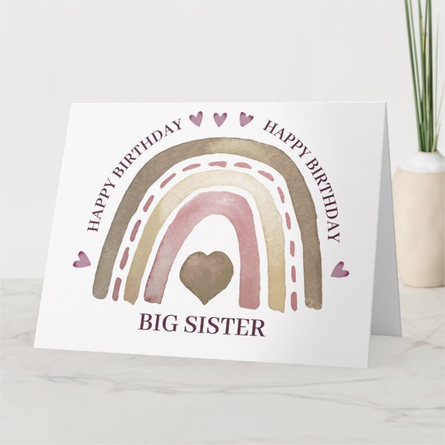 Tarjeta de cumpleaños - Corazones de Arcoíris Ciru (Anverso)