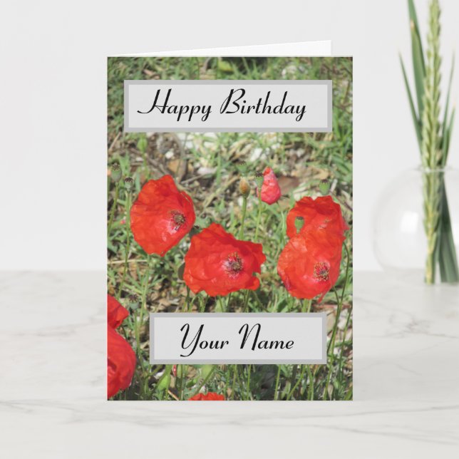 Tarjeta de cumpleaños Corfu Red Poppies (Anverso)