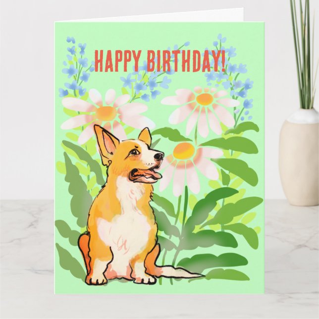 Tarjeta de cumpleaños Corgi (Anverso)