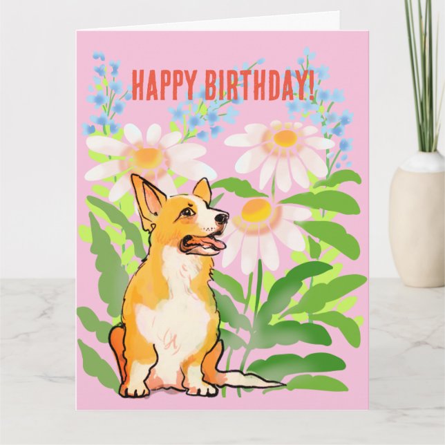 Tarjeta de cumpleaños Corgi (Anverso)