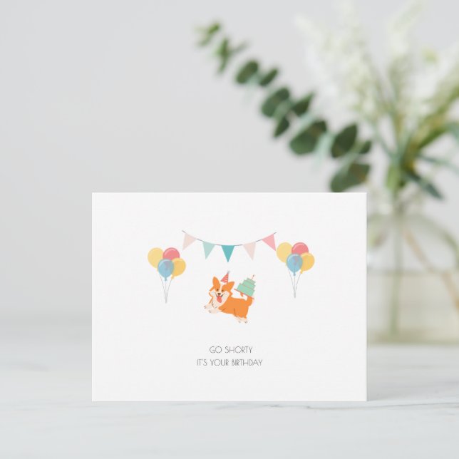 TARJETA DE CUMPLEAÑOS CORGI (Anverso de pie)