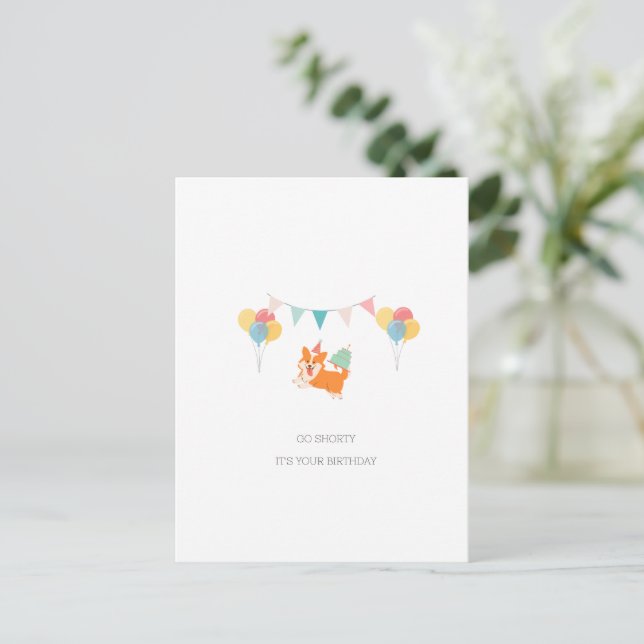 TARJETA DE CUMPLEAÑOS CORGI  (Anverso de pie)
