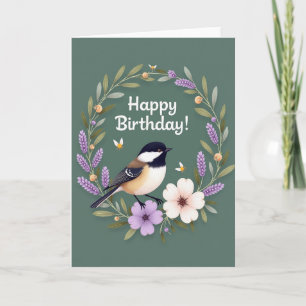 Tarjeta de cumpleaños Corona de Pájaro Alegre