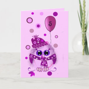 Tarjeta de cumpleaños corta con búho y texto