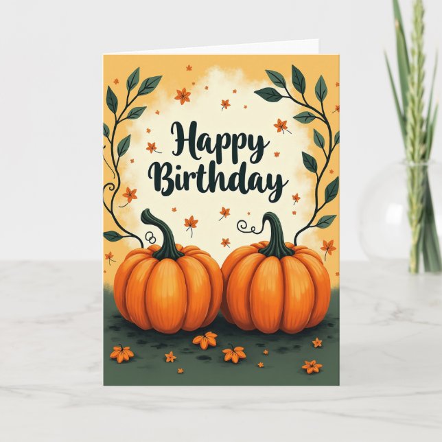 Tarjeta de cumpleaños Cosecha Cálida (Anverso)