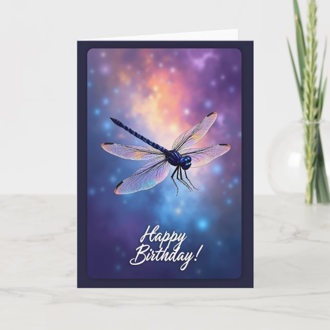 Tarjeta de cumpleaños cósmica con alas (Anverso)