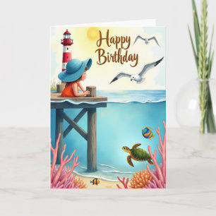 Tarjeta de cumpleaños costera alegre