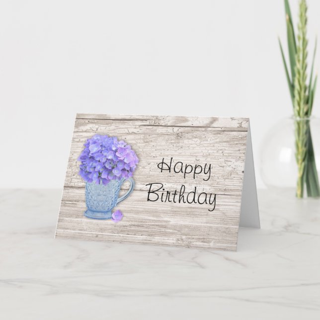 Tarjeta de cumpleaños Country Hydrangea (Anverso)