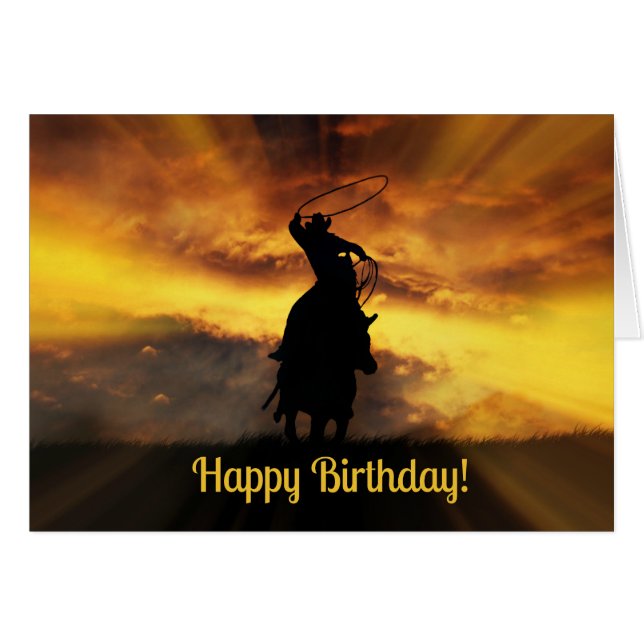 Tarjeta de cumpleaños Cowboy (Anverso (Horizontal))