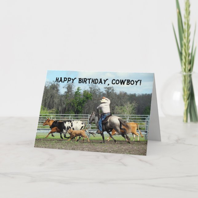 Tarjeta de cumpleaños Cowboy (Anverso)