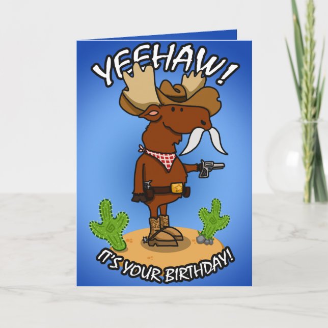 Tarjeta de cumpleaños Cowboy Moose (Anverso)