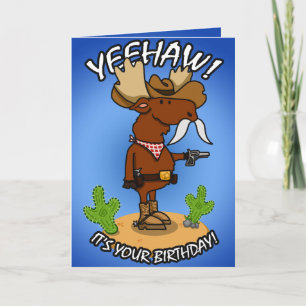 Tarjeta de cumpleaños Cowboy Moose