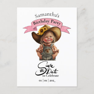 Tarjeta de cumpleaños Cowgirl Save the Date
