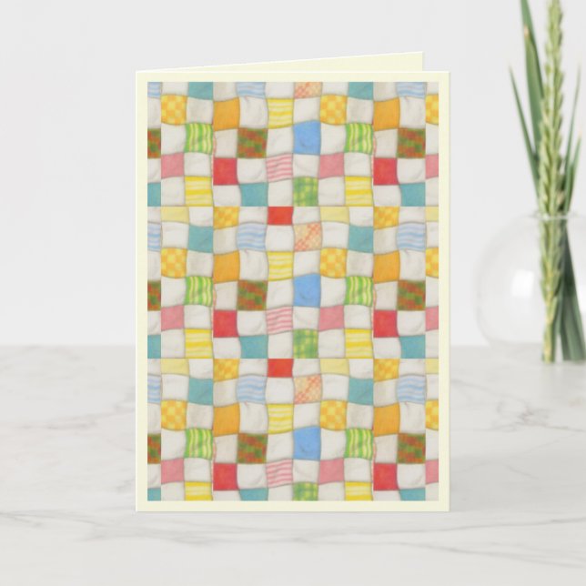 TARJETA DE CUMPLEAÑOS CRAZY QUILT / Crema (Anverso)