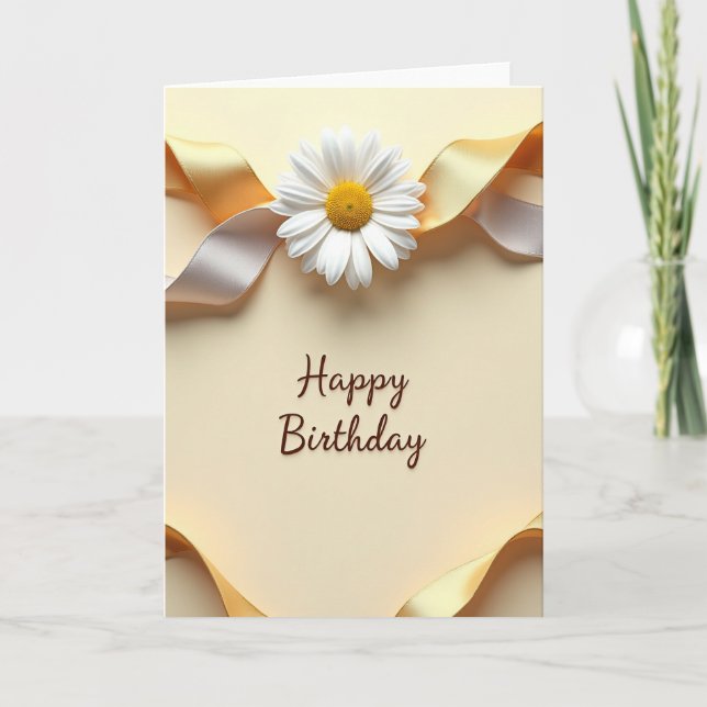 Tarjeta de cumpleaños Cream Daisy (Anverso)