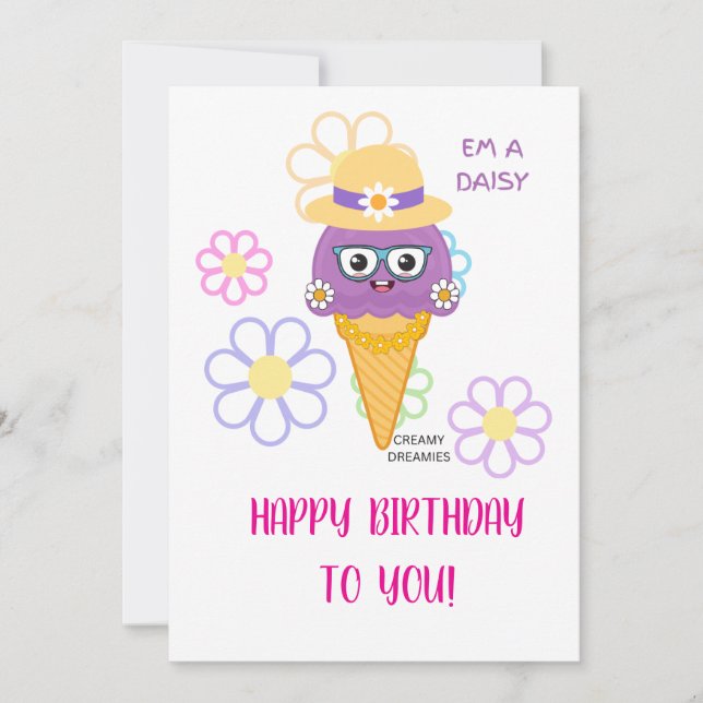 Tarjeta de cumpleaños Creamy Dreamies niña EM A DA (Anverso)
