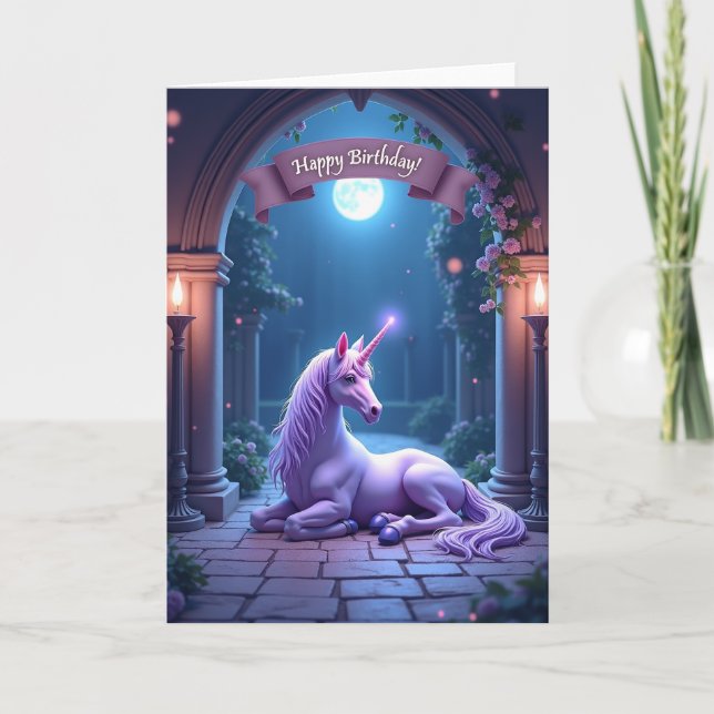 Tarjeta de Cumpleaños Criatura Lavanda (Anverso)