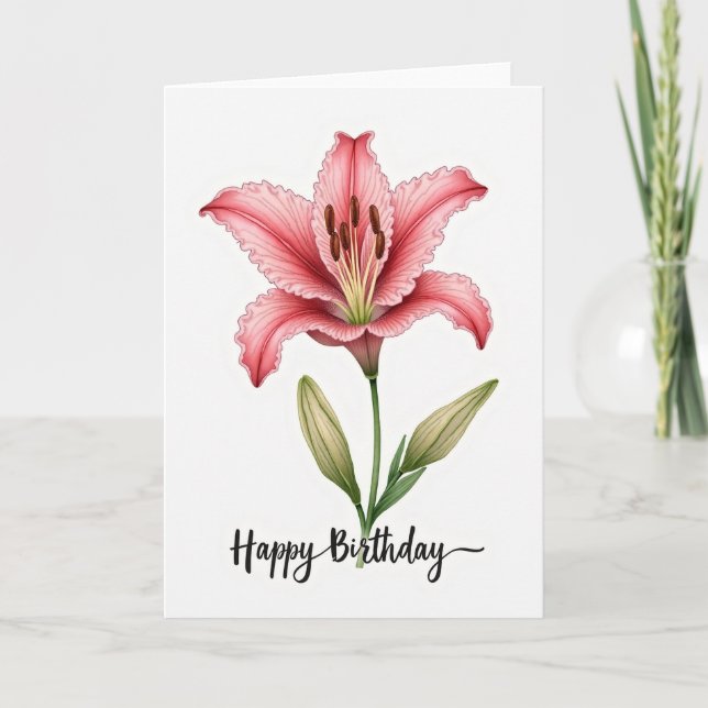 Tarjeta de cumpleaños Crimson Bloom (Anverso)