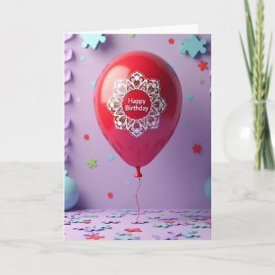 Tarjeta de cumpleaños Crimson Mandala