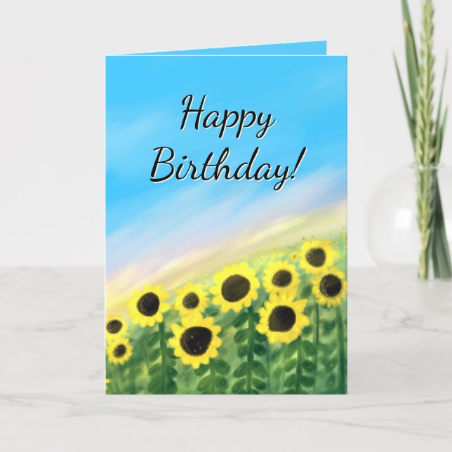 Tarjeta de cumpleaños cristiana (girasoles) (Anverso)