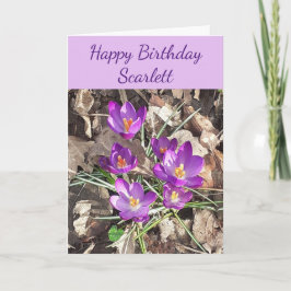 Tarjeta de cumpleaños Crocus púrpura