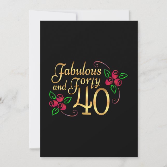 Tarjeta de cumpleaños cuarenta rosas rojas negras  (Anverso)