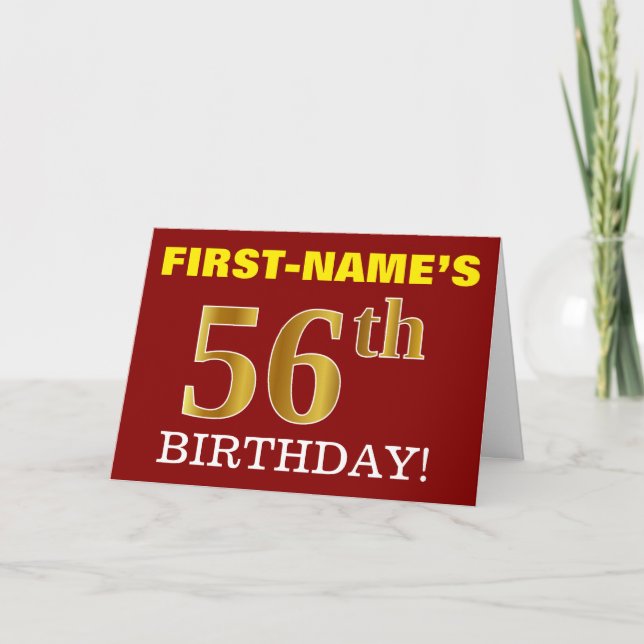 Tarjeta de cumpleaños "CUMPLEAÑOS 56" de imitación (Anverso)