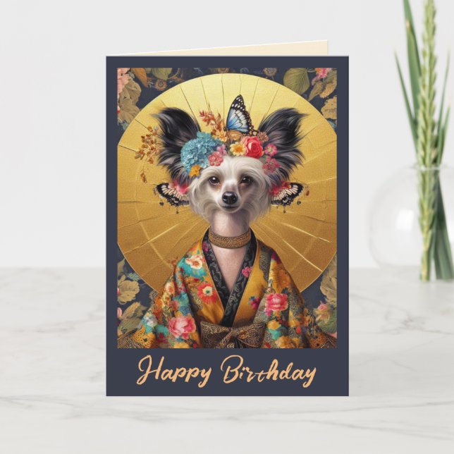 Tarjeta de cumpleaños | Cumpleaños chino Crested K (Anverso)