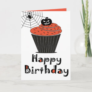 Tarjeta de cumpleaños Cupcake de calabaza de Hallo