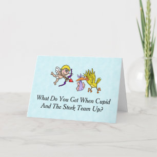 Tarjeta De Cumpleaños Cupid And Stork El día de Sa