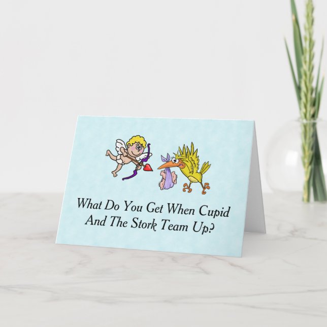 Tarjeta De Cumpleaños Cupid And Stork El día de Sa (Anverso)