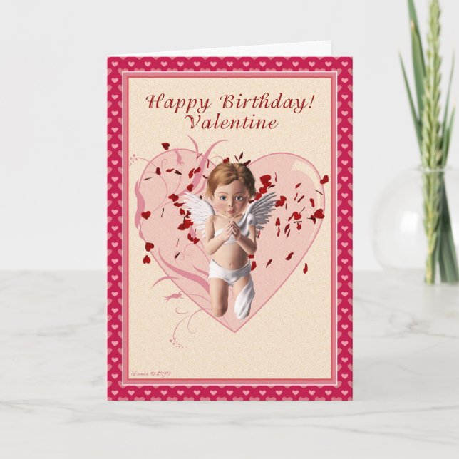 Tarjeta de cumpleaños Cupid El día de San Valentín (Anverso)