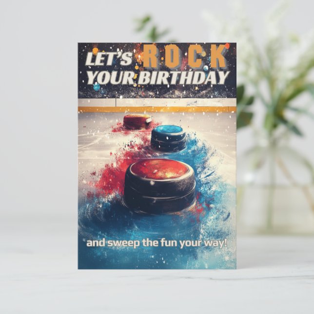 Tarjeta de cumpleaños curling (Anverso de pie)