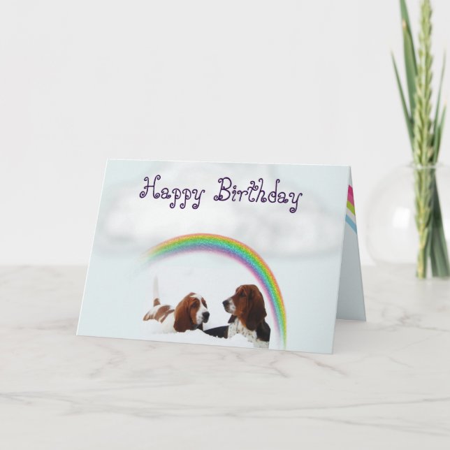 Tarjeta de Cumpleaños Cuta con Límites Basset y Ar (Anverso)