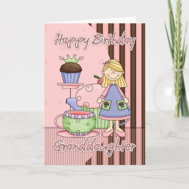 Tarjeta De Cumpleaños Cuta De Nieta - Pasteles Y E (Anverso)
