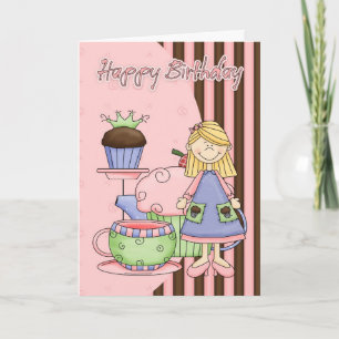 Tarjeta De Cumpleaños Cuta - Pasteles Y Té