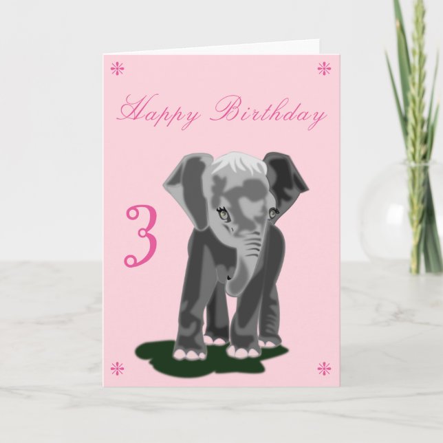 Tarjeta de cumpleaños Cute Baby Elephant - Persona (Anverso)